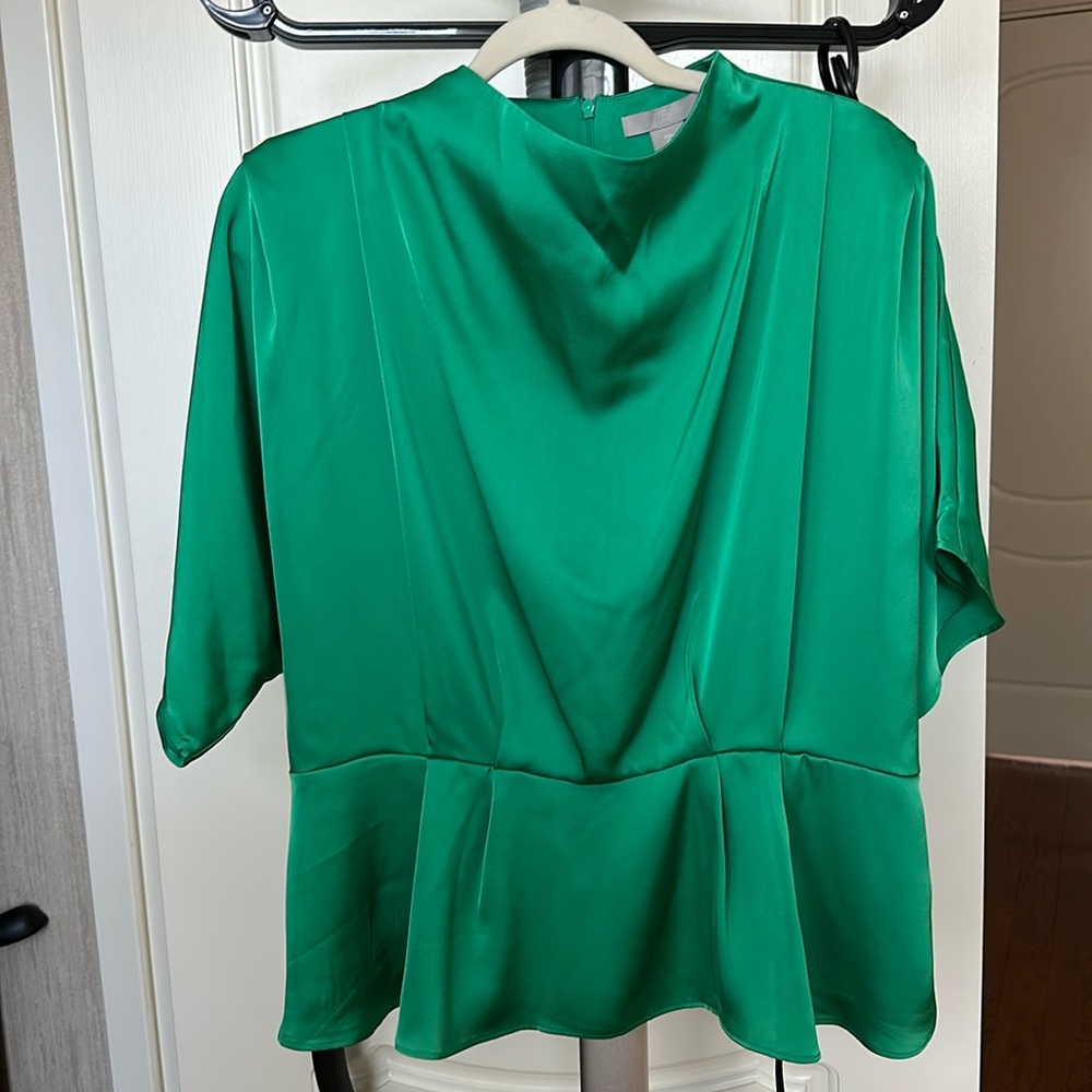 BNWT H&M green satin blouse, Size L